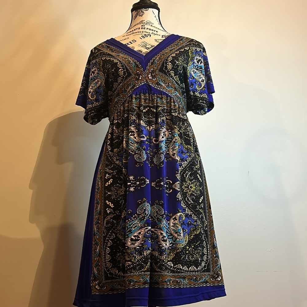 Elegant Blue Paisley Dress
